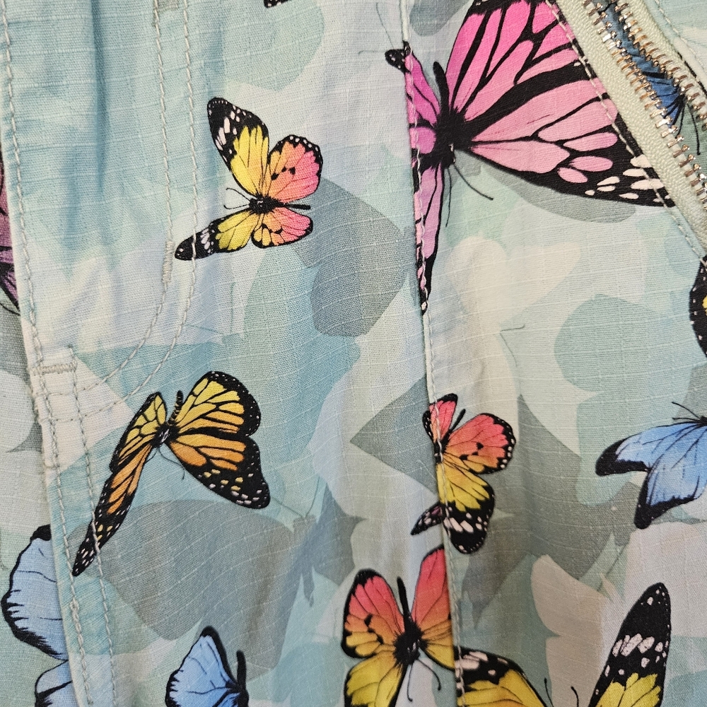 Delia’s Y2K Butterfly Parachute Cargo Pants Drawstring Hem Size S - Picture 3 of 8